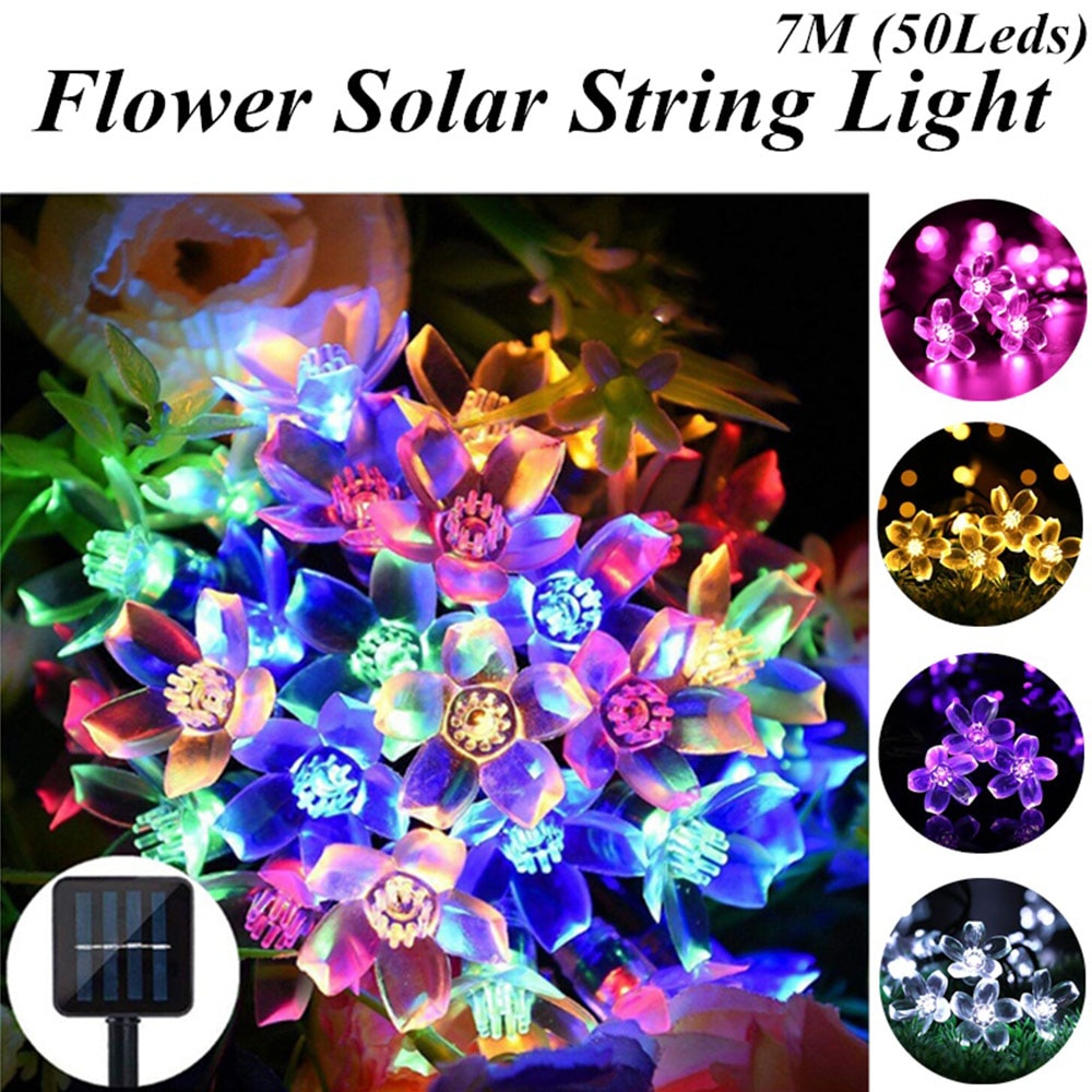 7m 50LED Flower Solar Lamp LED String Light Solar Power Fairy Lights String Garlands Christmas Decor Light For Outdoor Garden