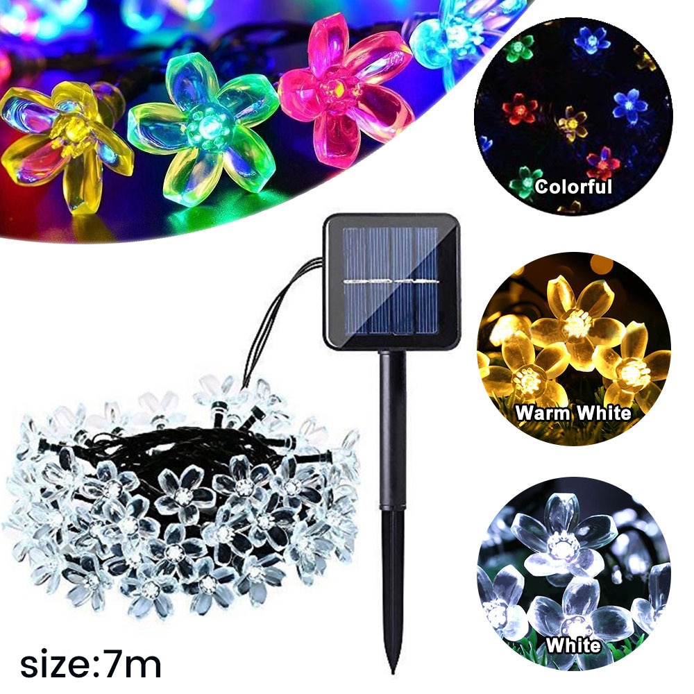 7m 50LED Flower Solar Lamp LED String Light Solar Power Fairy Lights String Garlands Christmas Decor Light For Outdoor Garden