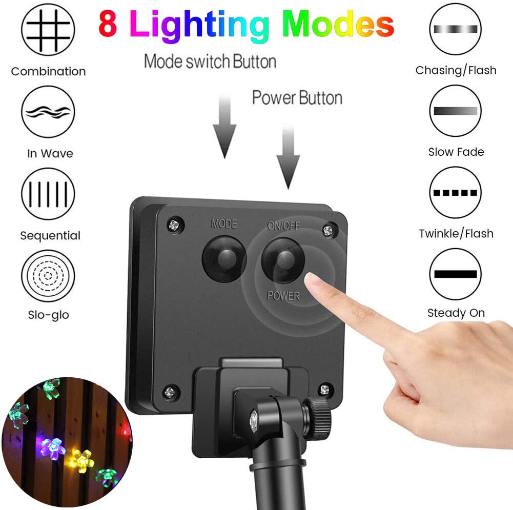 7m 50LED Flower Solar Lamp LED String Light Solar Power Fairy Lights String Garlands Christmas Decor Light For Outdoor Garden