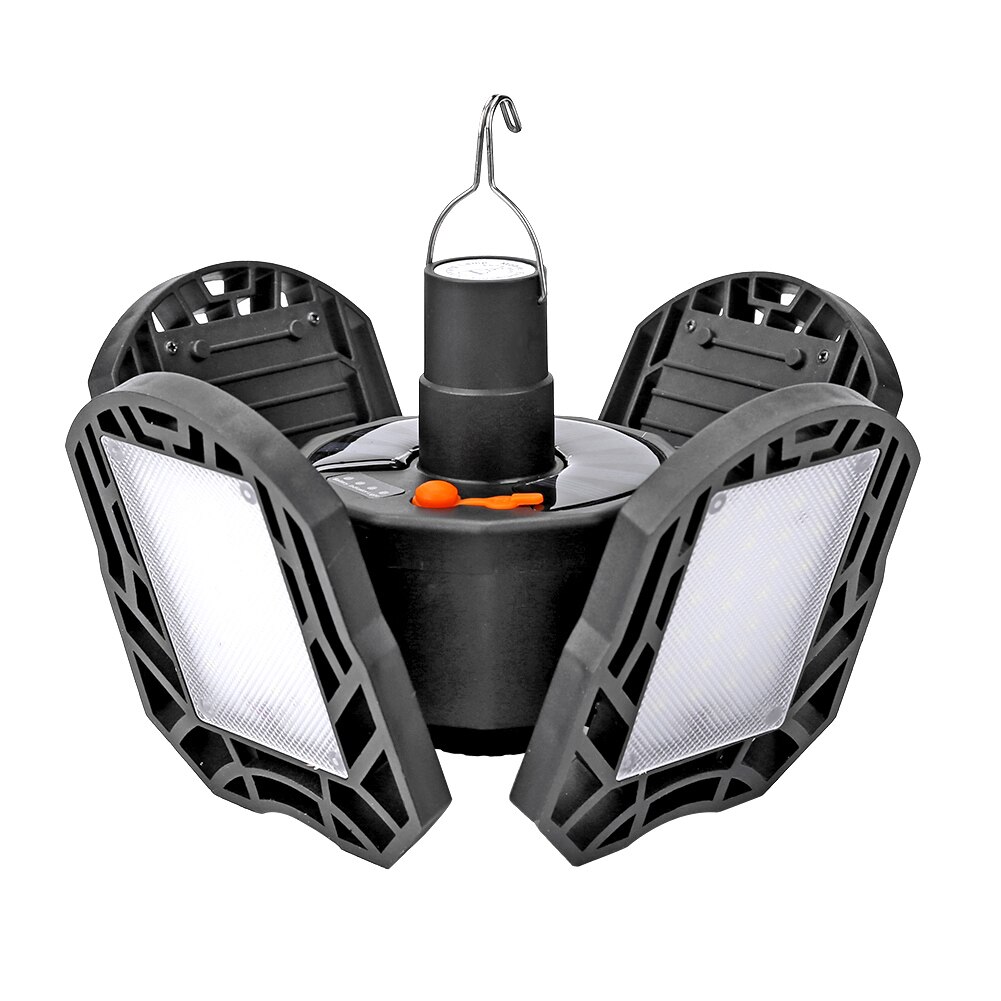 Portable 96LED 60W Folding Light Outdoors Camping Garage Solar Powered & USB Rechargeable Warehouse Workshop Emergency Lighting