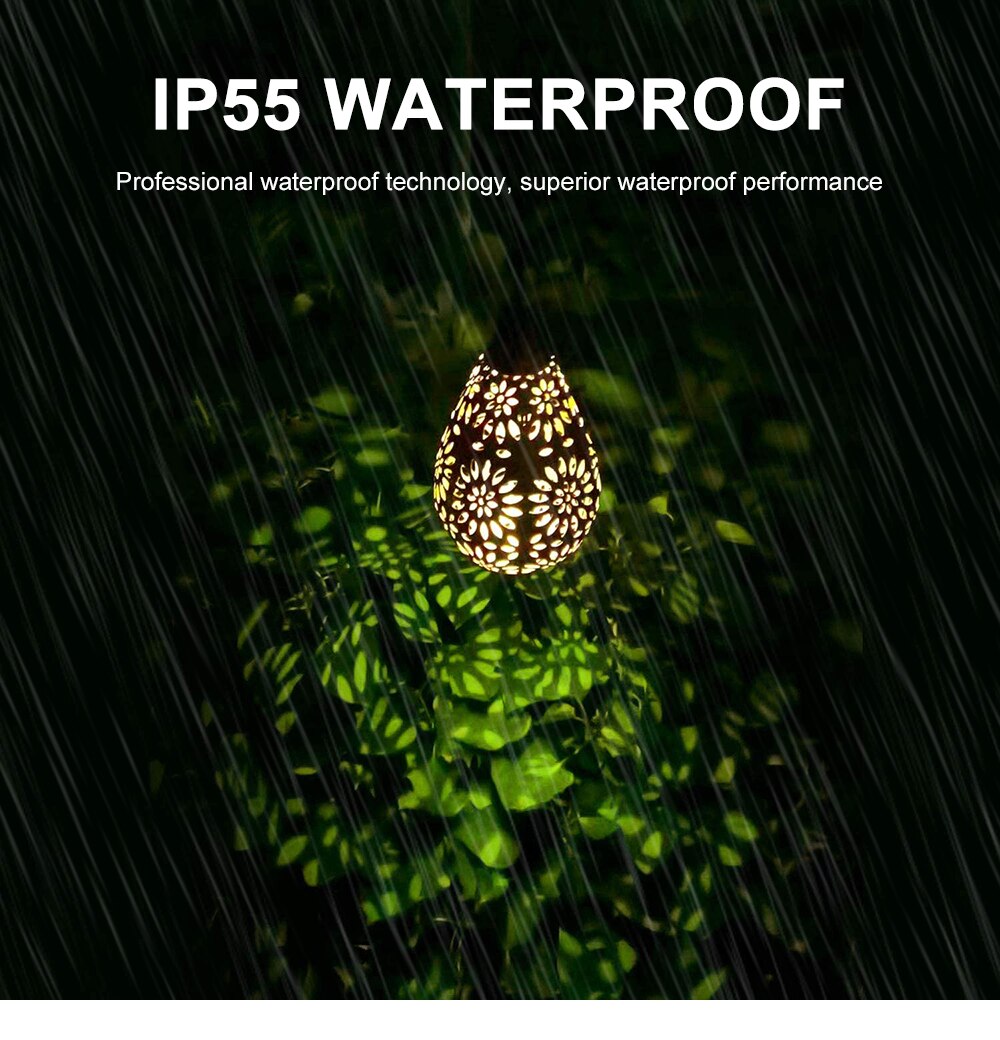 Solar LED Lron Art Hollow Water Drop Light/Olive Lamp Hanging Projector Lamp Solar Light Outdoor Decorative Lamp For Garden Yard