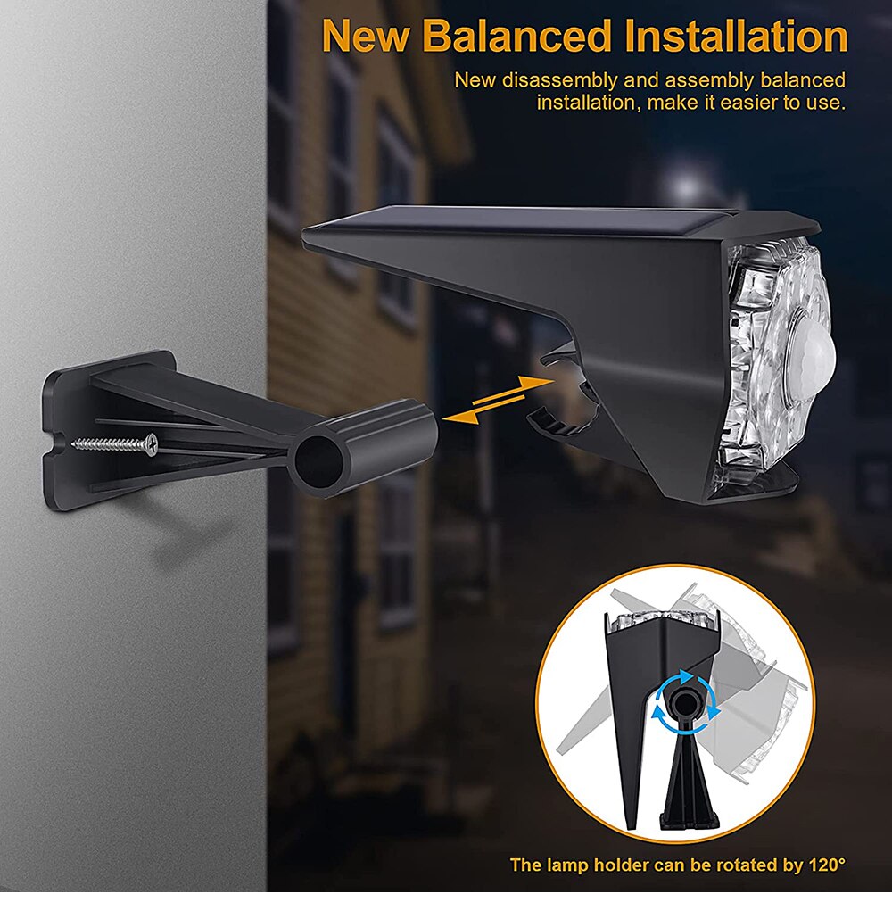 PIR Motion Sensor Solar Spotlights Outdoor Solar Landscape Lights IP65 Waterproof Adjustable Wall Lamp For Garden Driveway Pool