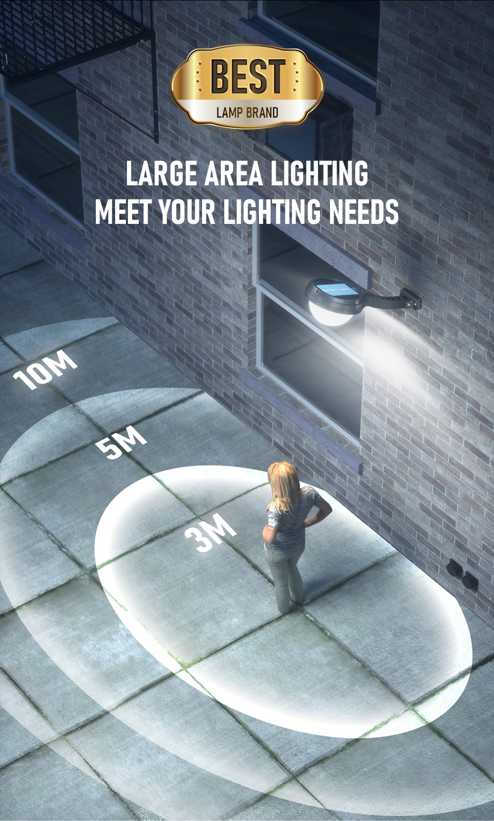 66 Led Solar Light Outdoor Waterproof Street Light Rotable Pole Solar Street Lamp Wall Lamp With 3 Modes For Garden