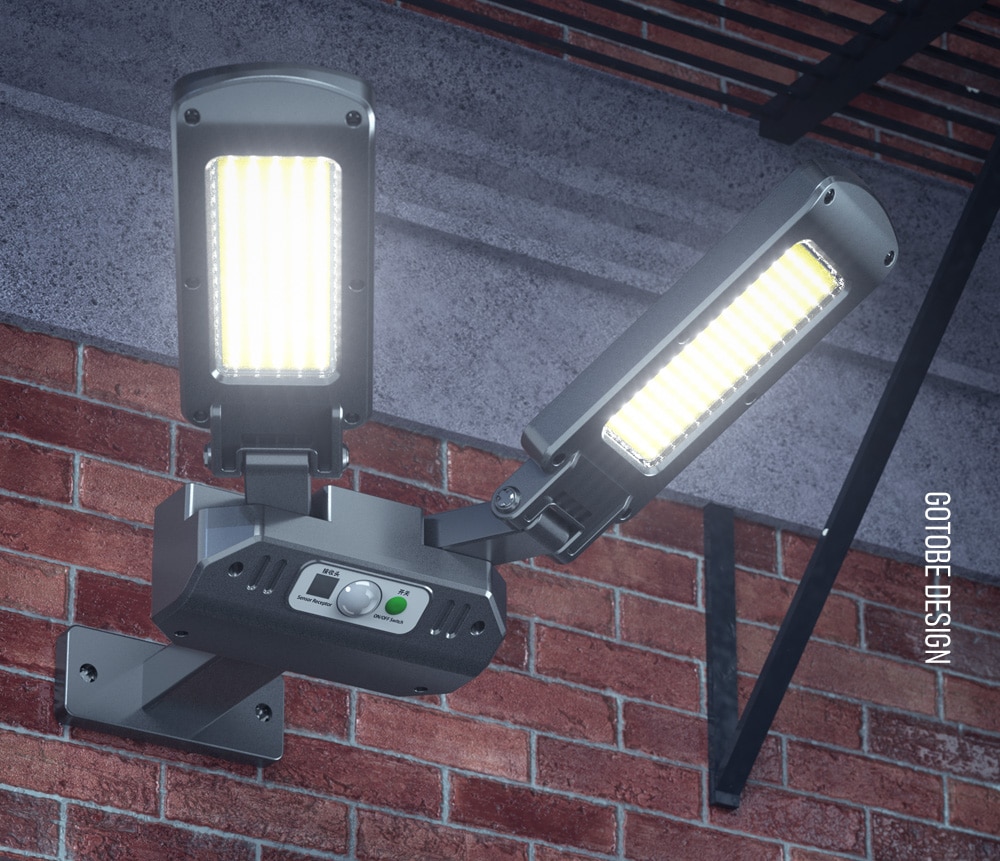 200COB Double-headed Solar Street Lights Outdoor 3 Light Mode Solar Lamp Motion Sensor Security Lighting for Garden Patio Yard
