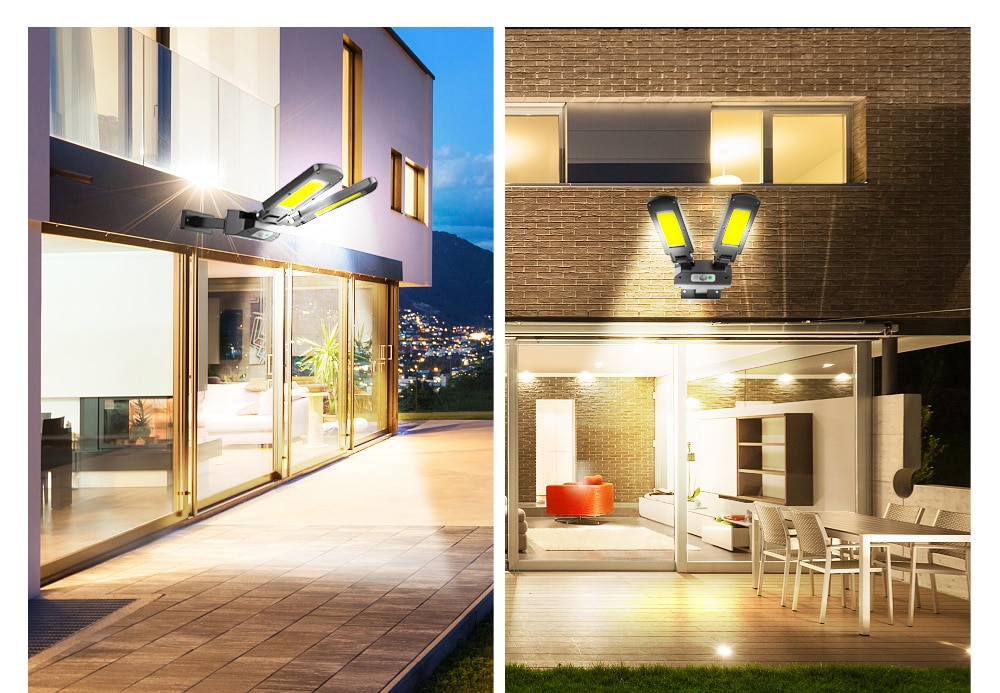 200COB Double-headed Solar Street Lights Outdoor 3 Light Mode Solar Lamp Motion Sensor Security Lighting for Garden Patio Yard