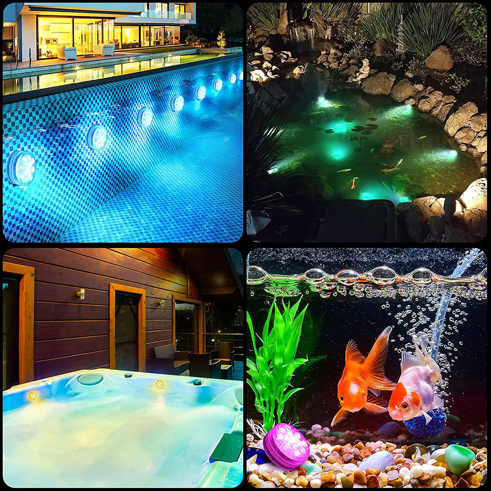 21 key RF Remote Control RGB Submersible LED Lights IP68 Waterproof Underwater Pool Lights Diving Light for Party Vase Fountain