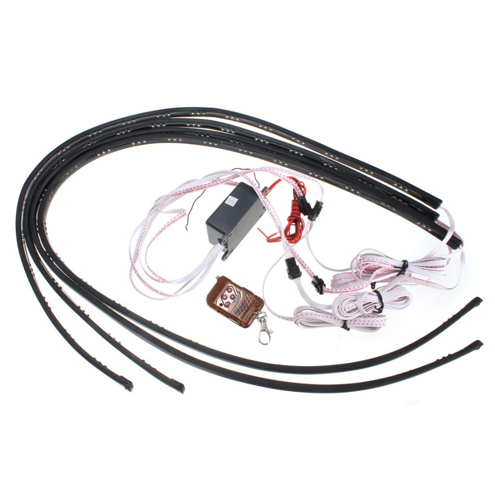 2 x 90cm 54 RGB LEDs 2 x 120CM 72 RGB LEDs DC 12V 12W LED Car Light LED Strip Light Lamp Wireless Remote Sound Control
