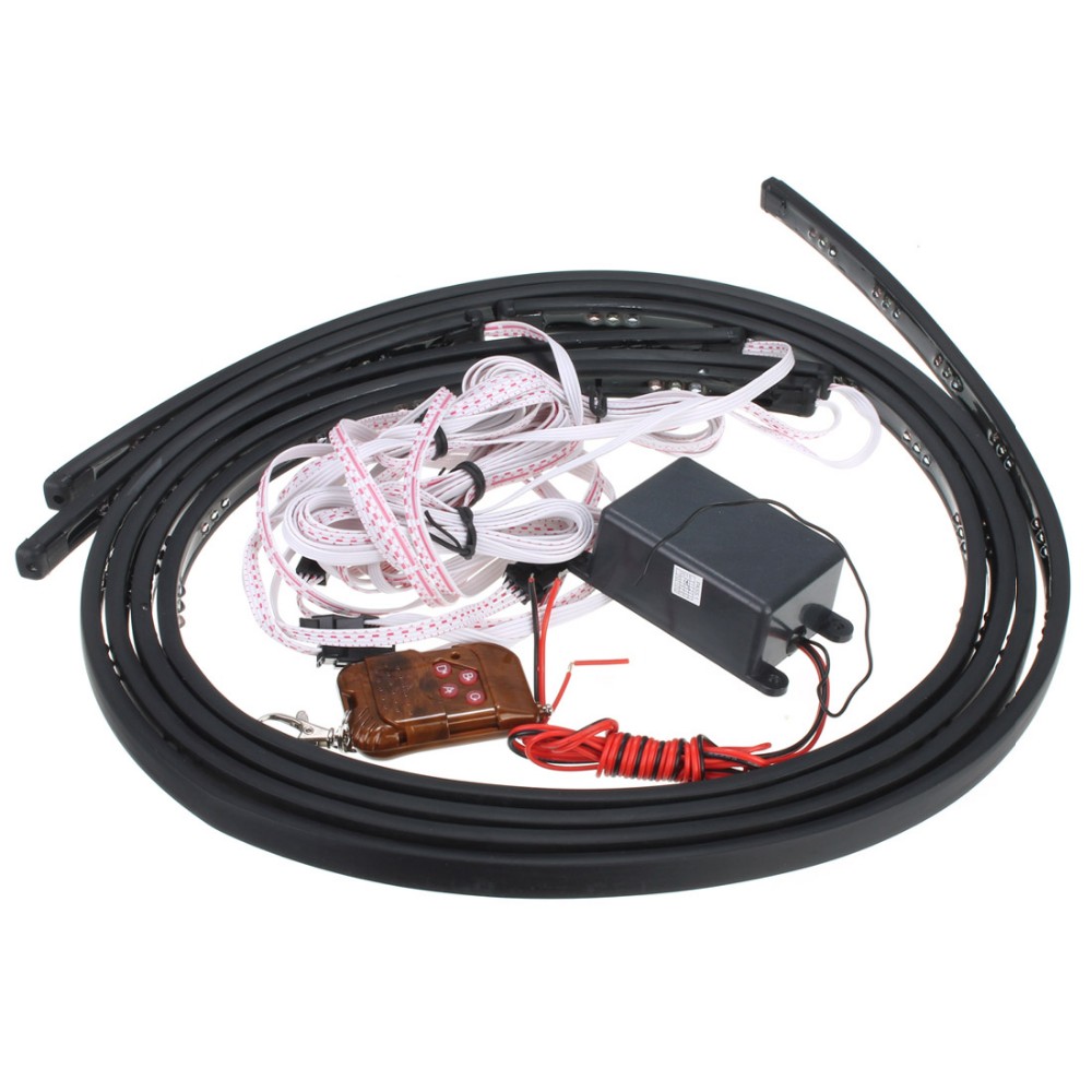 2 x 90cm 54 RGB LEDs 2 x 120CM 72 RGB LEDs DC 12V 12W LED Car Light LED Strip Light Lamp Wireless Remote Sound Control