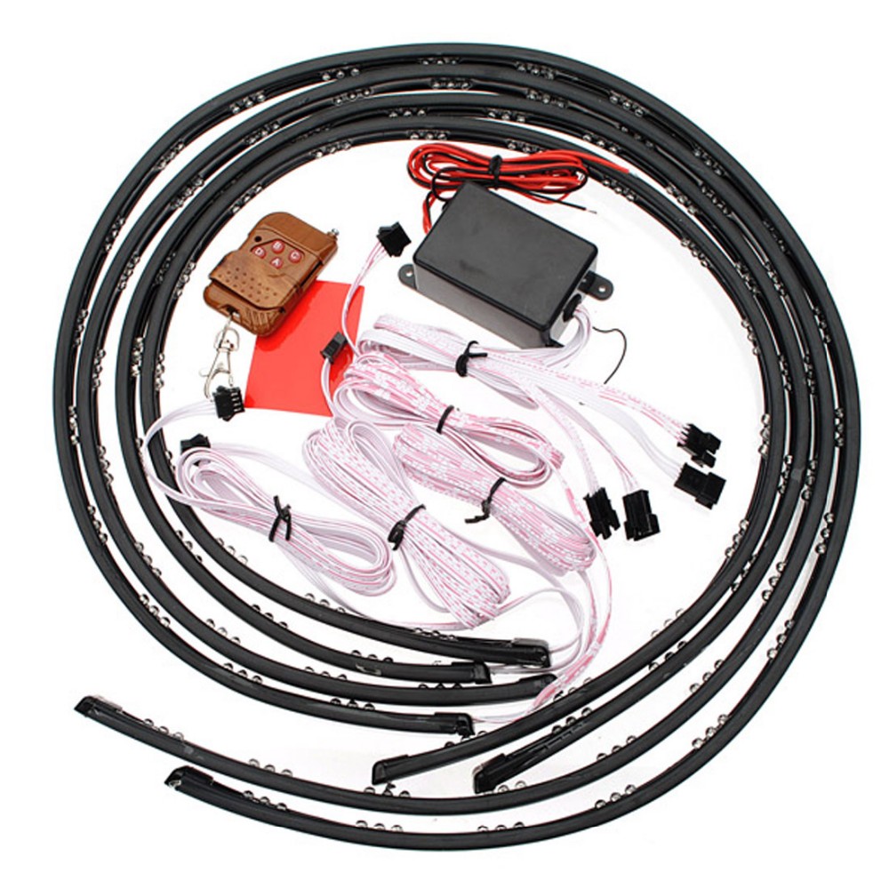 2 x 90cm 54 RGB LEDs 2 x 120CM 72 RGB LEDs DC 12V 12W LED Car Light LED Strip Light Lamp Wireless Remote Sound Control