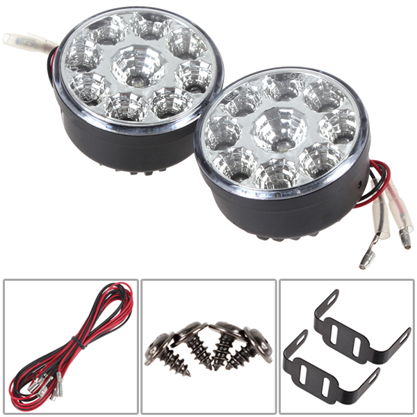 10Pair 2014 New arrival 2x 9 LED Car 12V Round Daytime Driving Light Daytime Running Lights with Fog Lihgt Parking Function