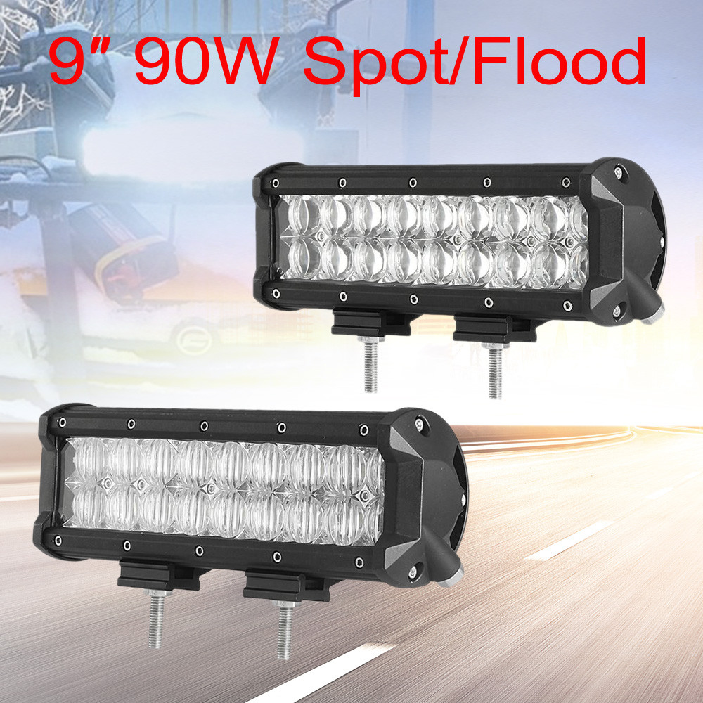 9inch 90W Waterproof IP 68 9000LM 5D Lens LED Light Bar Flood Spot Work Lamp SUV ATV 4WD
