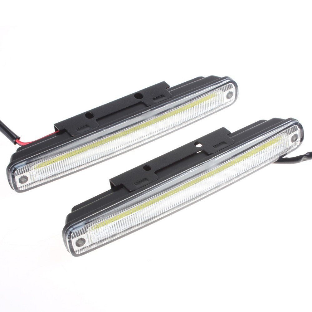 2 x 18cm COB LED Super White DRL Lamp Vehicle Car Daytime Running Light With Installation Bracket Warning Security Lamp