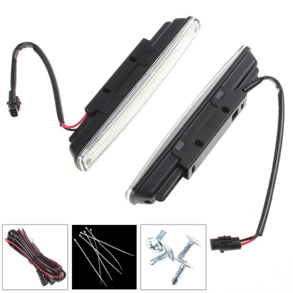 2 x 18cm COB LED Super White DRL Lamp Vehicle Car Daytime Running Light With Installation Bracket Warning Security Lamp