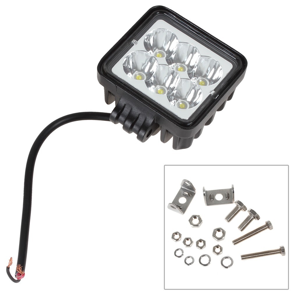 1Pair 3 Inch 12V 24V 1530LM LED Car Work Light 18W Waterproof Square for Motorcycle Tractor Boat 4WD Offroad SUV ATV