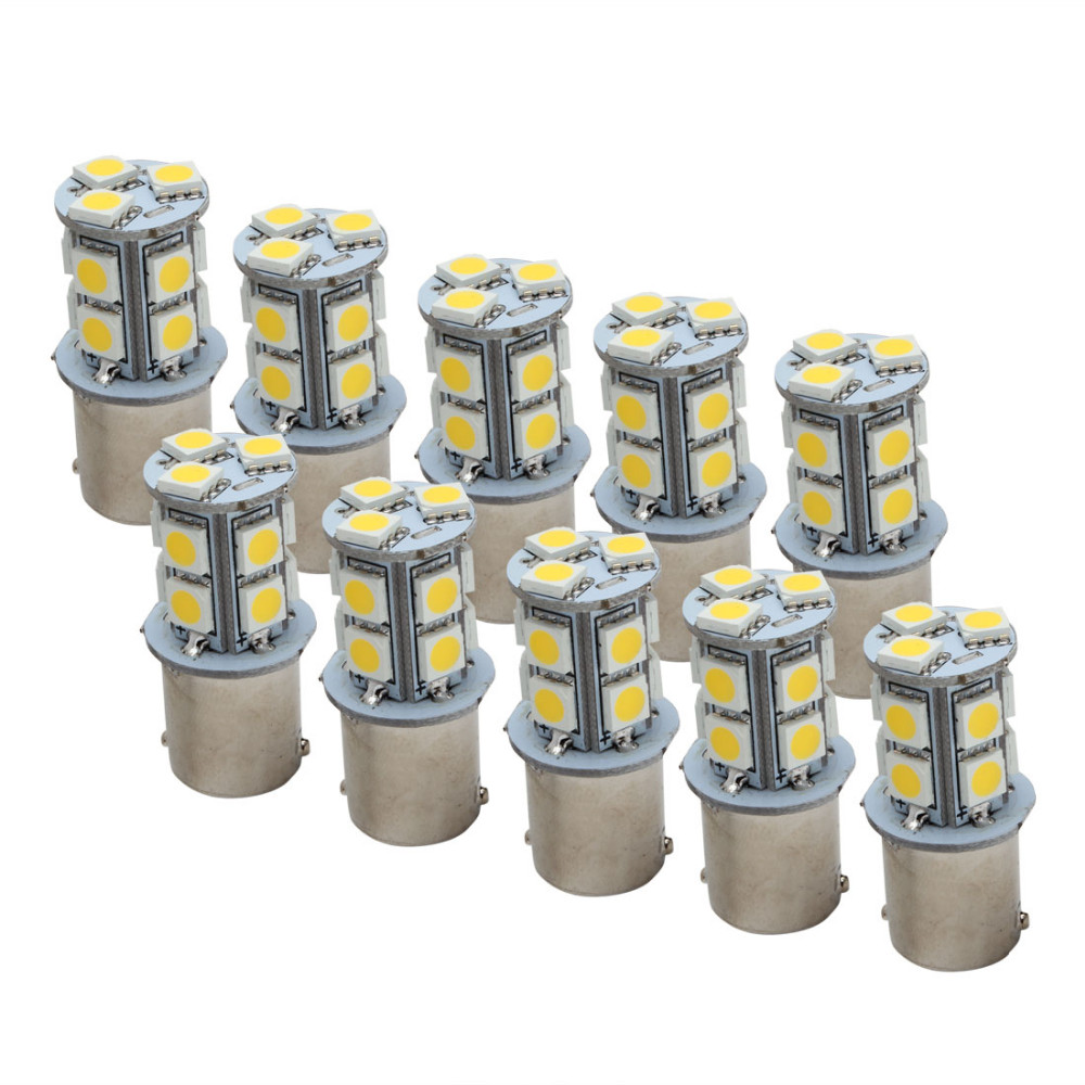 10PCS Universal High Bright 13SMD 12V LED Warm White Light RV Camper Trailer Interior Light Bulbs