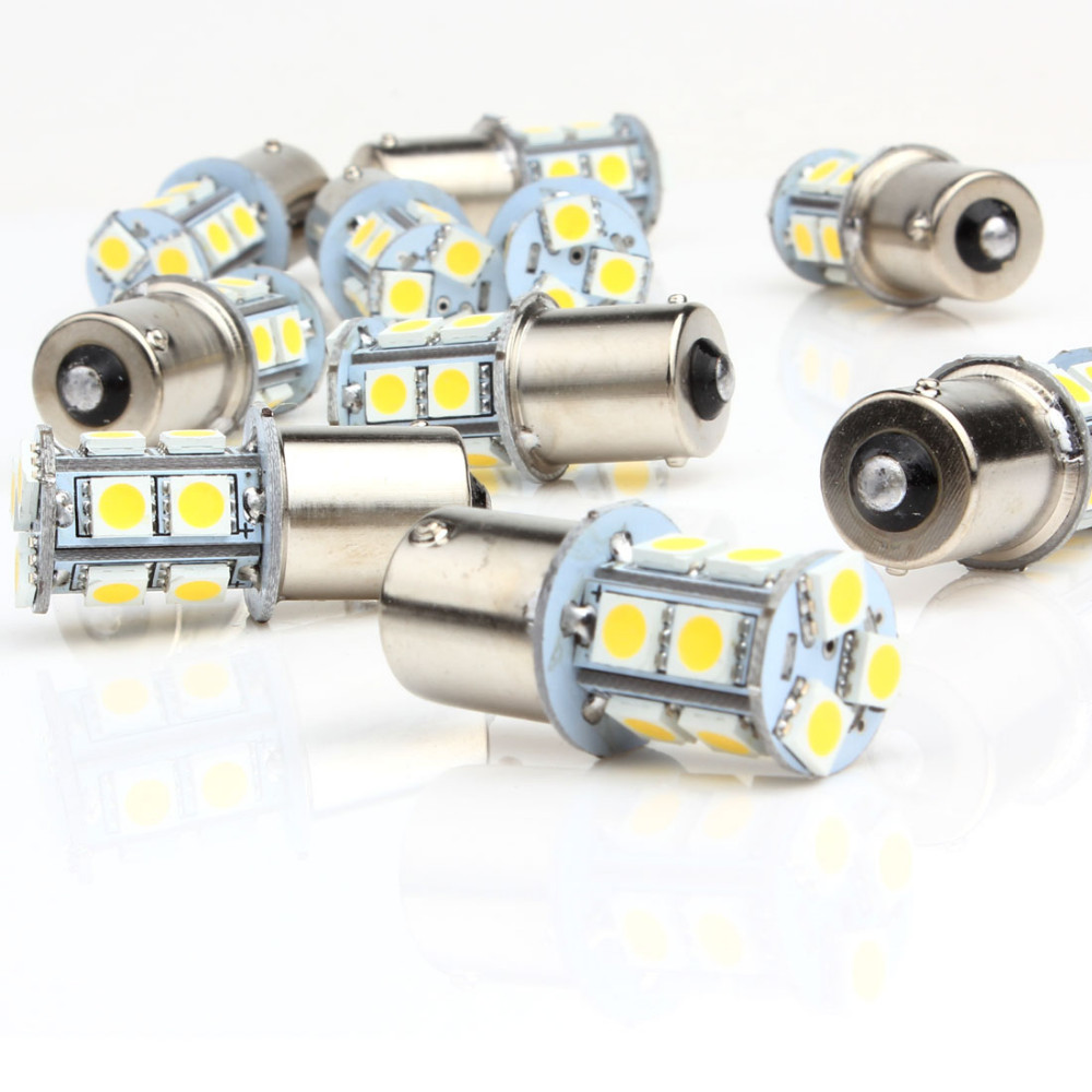 10PCS Universal High Bright 13SMD 12V LED Warm White Light RV Camper Trailer Interior Light Bulbs