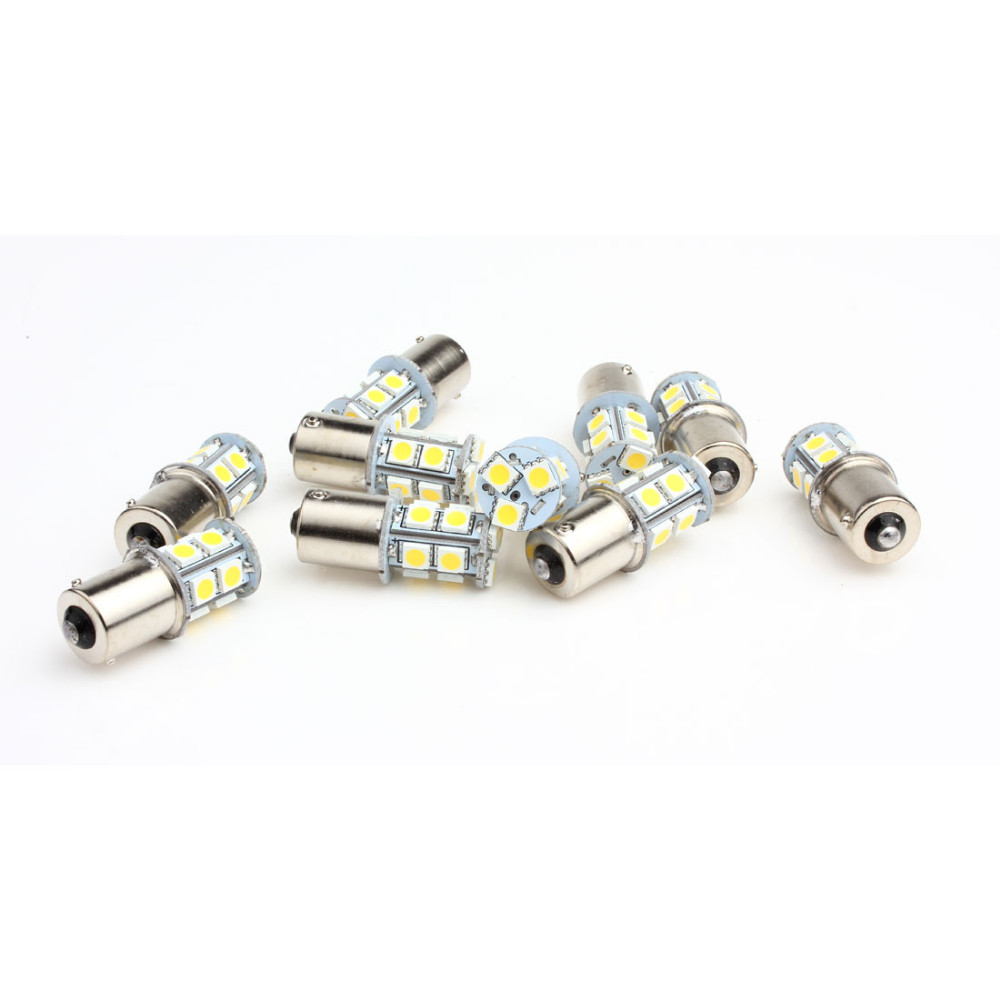 10PCS Universal High Bright 13SMD 12V LED Warm White Light RV Camper Trailer Interior Light Bulbs