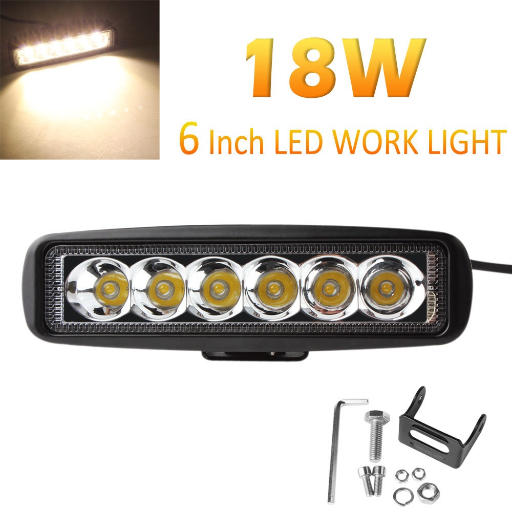 10PCS 6 Inch 12V 2000K Car LED Work Light 2150LM 18W Waterproof Bar Fog Light Lamp For Truck Trailer SUV OffRoad Spotlight