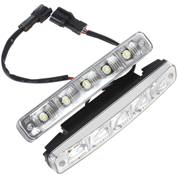 3pair Universal 12V 5W 6500K Super White 5 x 5050 SMD LED Waterproof Daytime Running Light Car Fog Warning Lamp Adjustable Base