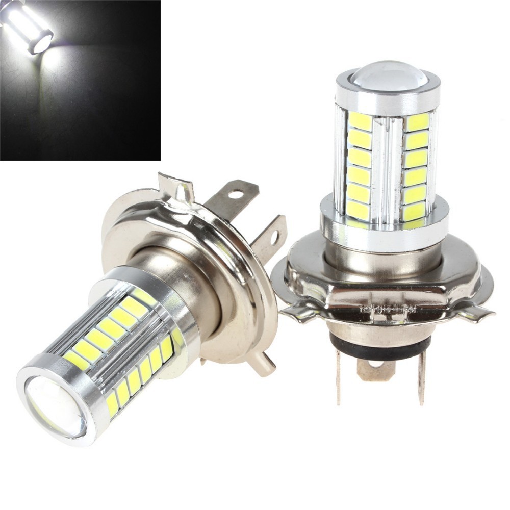 One Pair DC 12V H4 Socket 5630 33SMD LED White Light Motorcycle Head Driving Daylight Car Fog Light DRL Lamp