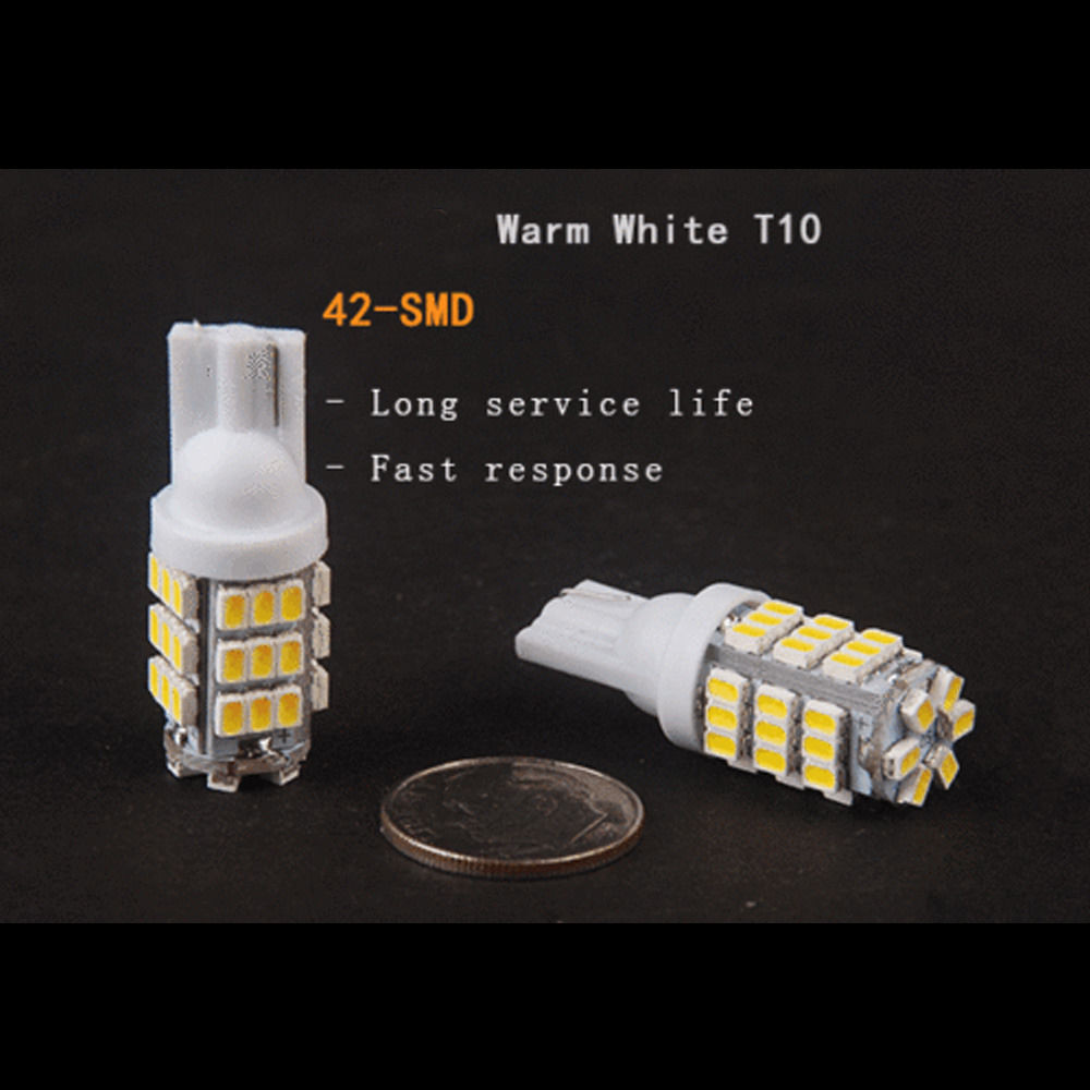 DC12V 20 x T10 Warm White 42 SMD Lights Car Backup Reverse LED Bulbs 921 912 906 168 W5W Support for car truck motorcycle etc.