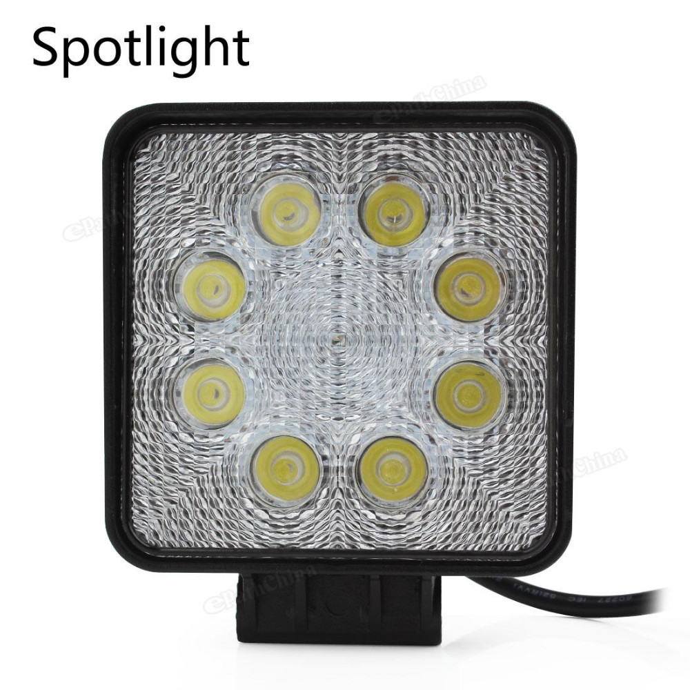 4 Inch 12V 24V 1600LM 24W Waterproof Square LED Work Light for Motorcycle Tractor Boat 4WD Offroad SUV ATV