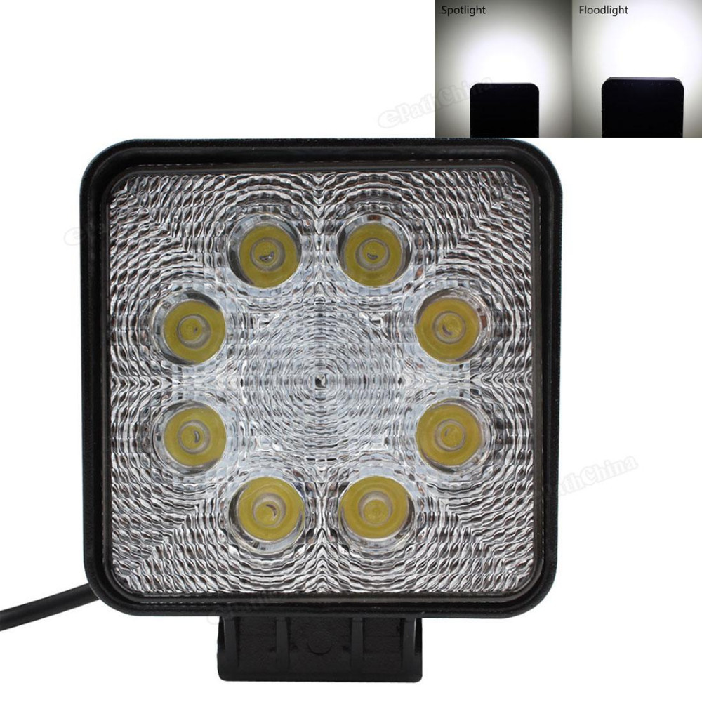 4 Inch 12V 24V 1600LM 24W Waterproof Square LED Work Light for Motorcycle Tractor Boat 4WD Offroad SUV ATV