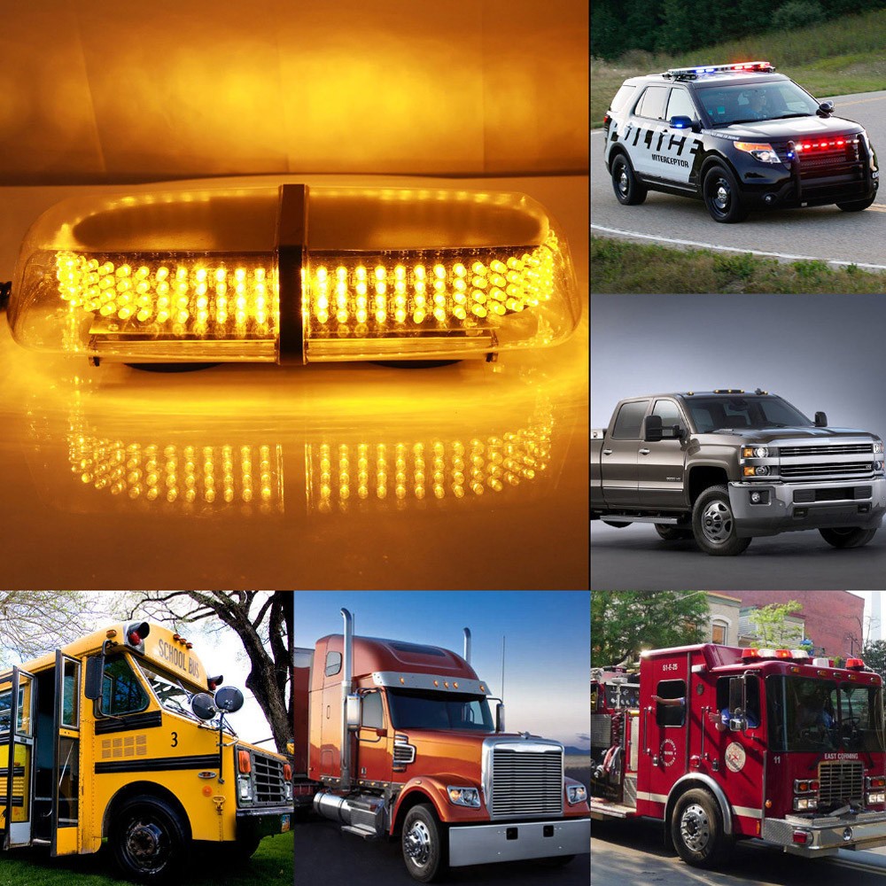 Long Lasting 12V 240LEDs Car Strobe Emergency Warning Mini Strobe Light Bar Magnetic Base
