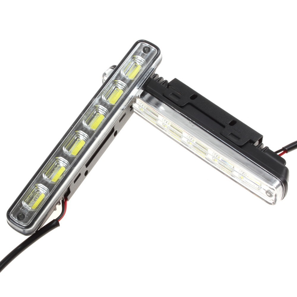 2 x Universal DC 12V 6 x 1W COB LED Daytime Running Light Super White Car DRL Lamp With Installation Bracket For Vehicles