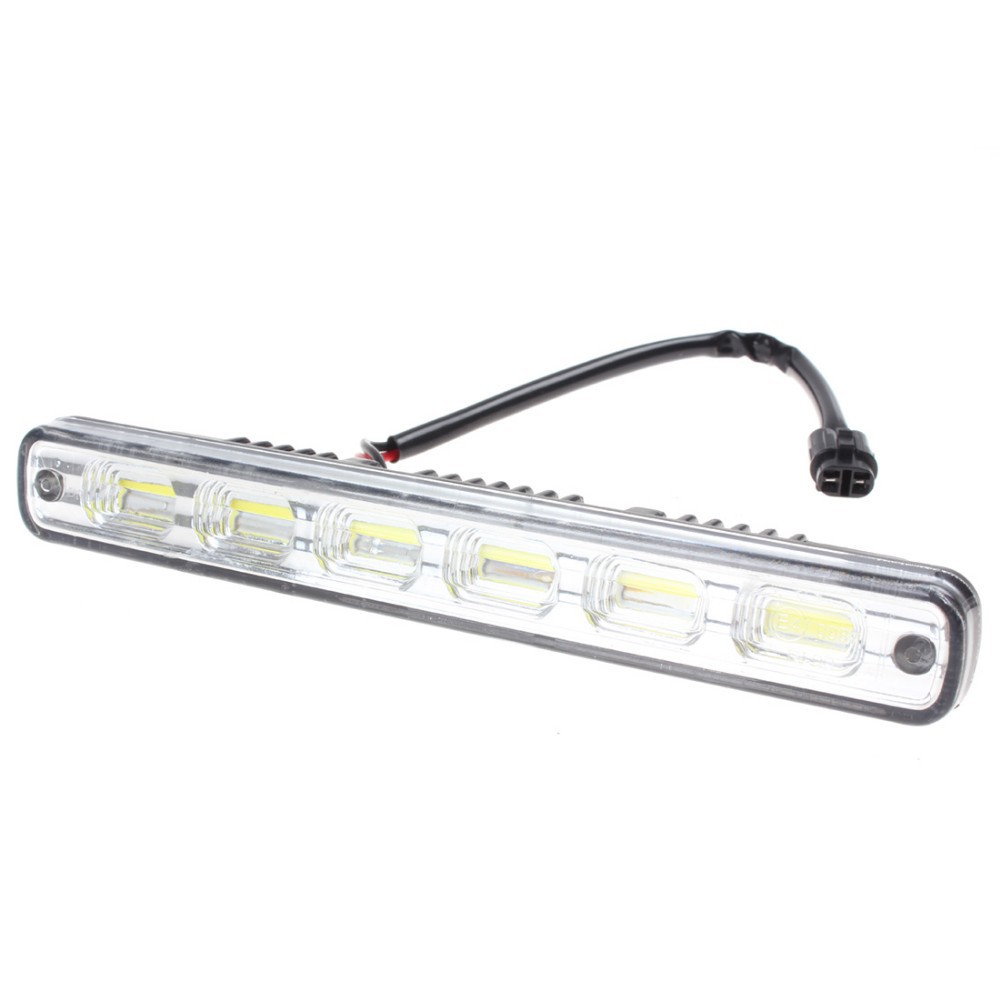 2 x Universal DC 12V 6 x 1W COB LED Daytime Running Light Super White Car DRL Lamp With Installation Bracket For Vehicles