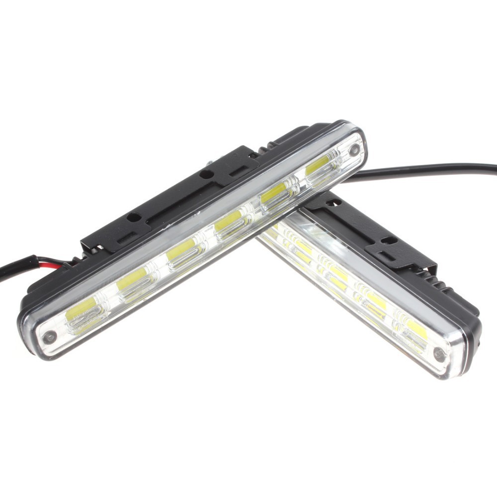 2 x Universal DC 12V 6 x 1W COB LED Daytime Running Light Super White Car DRL Lamp With Installation Bracket For Vehicles