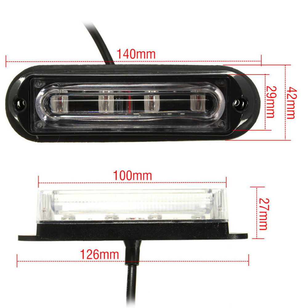 DC 12 24V Multi function 4 LED Waterproof Car Truck Strobe Flash Warning Light Side Maker Light Amber