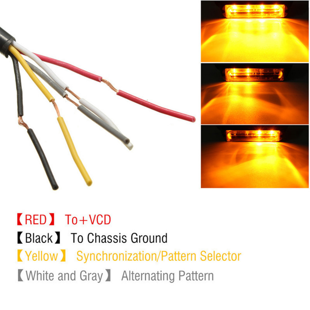 DC 12 24V Multi function 4 LED Waterproof Car Truck Strobe Flash Warning Light Side Maker Light Amber