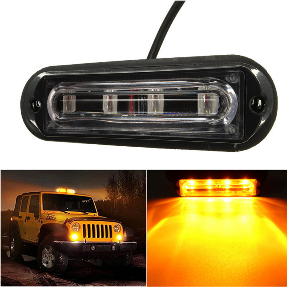 DC 12 24V Multi function 4 LED Waterproof Car Truck Strobe Flash Warning Light Side Maker Light Amber