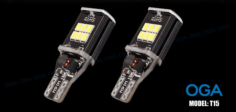 OGA 2 PCS Extremely Bright High Power Canbus SMD2835 912 921 T15 W16W Car LED Backup Reverse Light Bulb