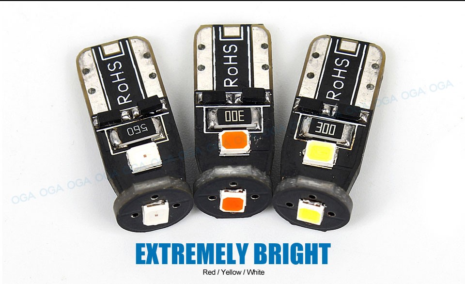 OGA 10PCS Super Bright SMD 12V T10 W5W 168 194 Car LED Auto Clearance Door Reading License Plate Lamp Bulb With 2 Years Warranty