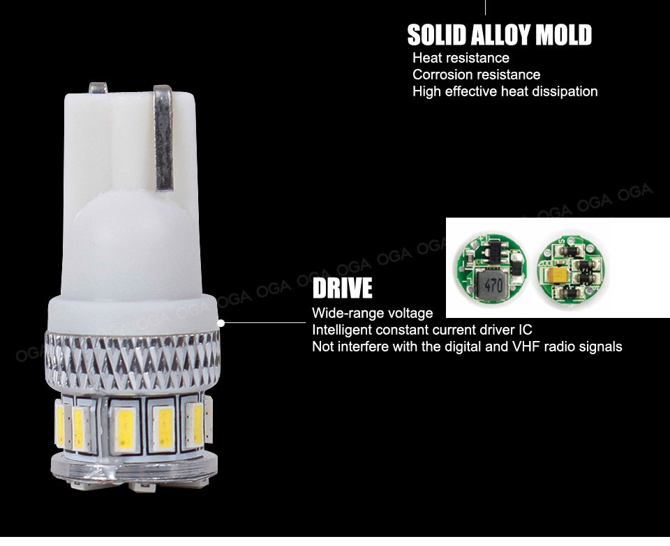 OGA 4PCS Extremely Bright 3014 Chipsets 194 168 2825 W5W T10 New Style LED Bulbs Xenon White 2 Years Warranty Included