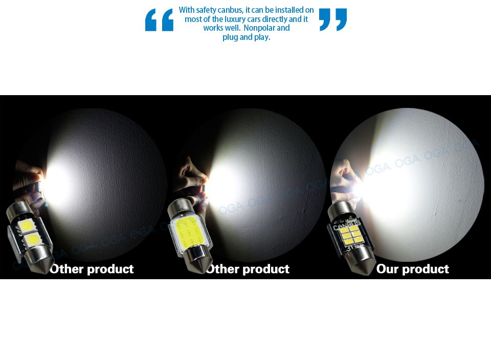 OGA 2 PCS Super Bright Canbus No Error SMD3020 T10 W5W 168 194 Car LED Reading Mirror License plate Width light