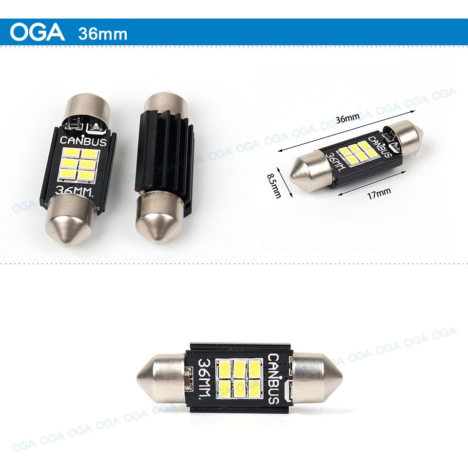 OGA 2PCS Extremely Bright Canbus Error Free 31mm 36mm 39mm 41mm Festoon Dome C5W Car LED Light Bulb