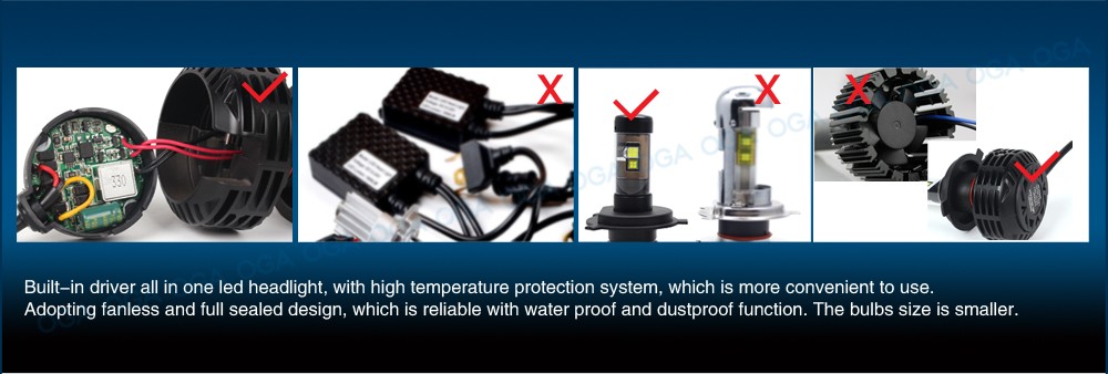 OGA 2PC CANBUS For LUXEON MZ CREE LED chips XHP50 Car LED Headlight Kit H4 HB2 9003 H7 H8 H9 H11 H13 9004 9005 HB3 9006 HB4 9007