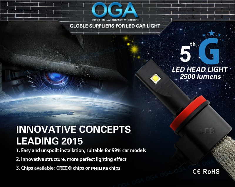 OGA 2PCS 20W 3000LM For LUXEON MZ LED 880 881 H1 H3 H4 HB2 9003 H7 H8 H9 H11 9005 HB3 9006 HB4 Car Headlight Lamp Easy Install